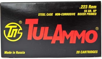 TulAmmo .223 REM HP 55GR Russian Mfg. Ammo 1000rds - $234.99 FREE SHIPPING over $79.99