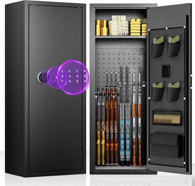 Bonusall 10-14 Rifle Gun Cabinet, Biometric Safe, Home Gun Locker for Rifles and Shotguns with Firproof - $168.88 + FREE Shipping