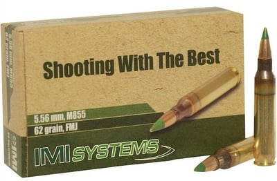 IMI 5.56x45mm NATO 62-Gr. M855 SS109 Penetrator FMJ 30 Rnds - $9.99 (Limit of 5) (Free Shipping on $100+ Orders)