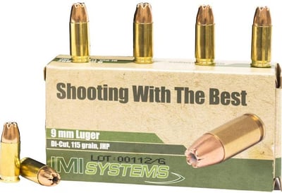 IMI 9mm Luger Ammo 115 Grain Jacketed Hollow Point - $18 (Free Shipping on $100+ Orders)