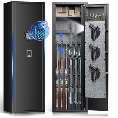 QIRANUI Fingerprint Gun Safe with 3 Pistol Bags, Quick Access with Silent Mode, Type-C Port and Dual Alarm System - $209.99 + FREE Shipping