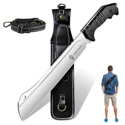 Dream Reach Heavy Duty Machete - Portable Full Tang Outdoor Survival Knife with Sheath Strap for Camping Hiking Gift for Men 9.6 Inches - $19.99 + FREE Shipping