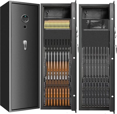 7-8 Fireproof Biometric Gun Safes for Home Rifle and Pistols with 3 Handgun Pocket, Removable Shelf, Silent Mode - $139.99 + FREE Shipping
