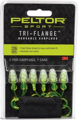 Peltor Sport Tri-Flange Corded Reusable Earplugs, 3-Pair Per Pack - $3.98 + FREE Shipping