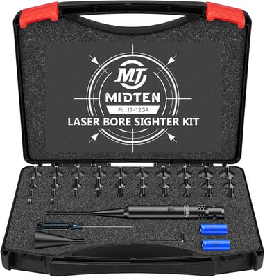 MidTen Bore Sight Kit with Button Switch Red/Green Laser with 32 Adapters for 0.17 to 12GA Calibers - $20.46 w/code "BTQCMJL4" + 23% Prime discount + FREE Shipping