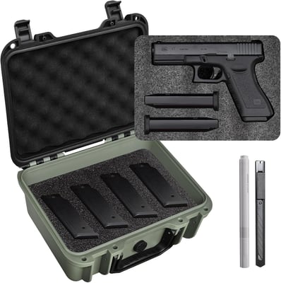 Pistol Case for 1 Handgun & 6 Magazines – TSA Approved Hard Shell Gun Case with Triple-Layer DIY Customizable Foam Insert Waterproof & Shockproof - $19.99 + FREE Shipping