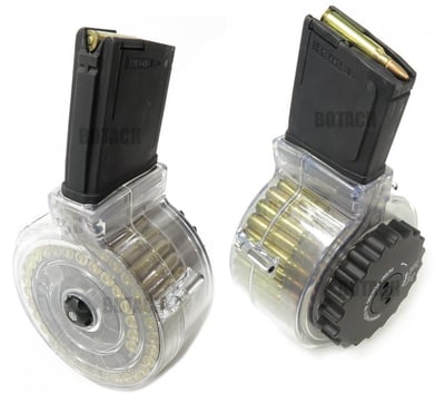 KCI AR15/M4 5.56mm 50rd Clear Cover Easy-Load Drum Magazines - $69.95 or as low as 60 each if you buy 4 or more