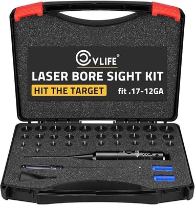 CVLIFE Professional Bore Sight Kit with 32 Adapters fit 0.17 to 12GA Calibers, Red or Green Laser with Button Switch - $23.61 w/code "CV0102RS36" + FREE Shipping