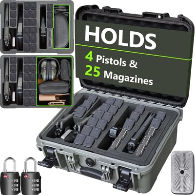 TSA Approved Pistol Gun Case for Multiple Handguns Hard Shell Waterproof Dustproof Pre-Cut Foam 2 TSA Locks - $55.99 + FREE Shipping