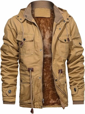 Men's Thick Winter Jackets with Hood, Fleece Lining, Cotton Military Work Jackets with Cargo Pockets Army M NEW - $25.99 + FREE Shipping