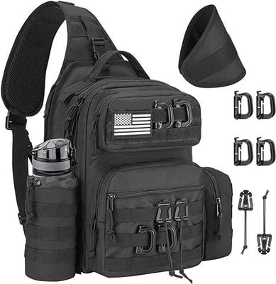 CVLIFE Military Shoulder Sling Bag Molle with Bottle Holder Black - $27.594 w/code "F5BWEA4Z" + FREE Shipping