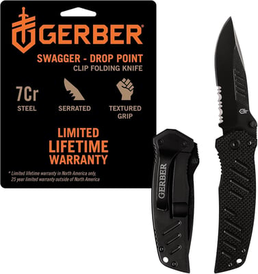 Gerber Swagger Knife, Serrated Edge, Drop Point - $24.75 + FREE Shipping