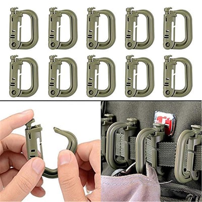 10 Pack BOOSTEADY Multipurpose D-Ring Grimloc Locking for Molle Webbing with Zippered Pouch - $9.99 (Free S/H over $25)