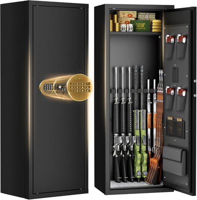 INTERGREAT 12-14 Gun Safe with Digital Kaypad, Multifunction Lock, 3 Adjustable Shelves, Pockets - $129.98 + FREE Shipping
