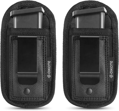 2 Pack Universal Magazine IWB Pouch Concealed Carry 9mm .40 .45 .380 .357, Mag Holster Fits Any 7 10 15 Round Clips - $10.99 + FREE Shipping