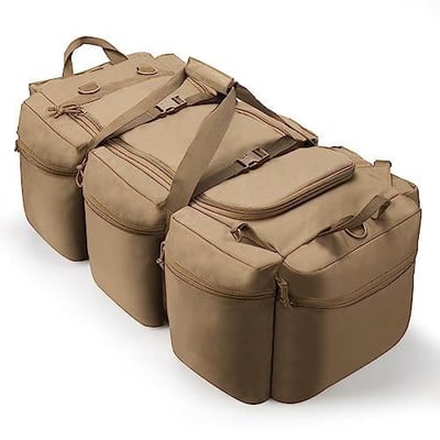 XMILPAX Military Duffle Bag Tactical Gear Load Out Bag Deployment Cargo Bag Detachable Backpack Shoulder Straps 100L (FDE, Black, Green) - $69.99 (Free S/H over $25)