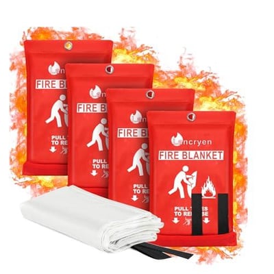 Lancryen Emergency Fire Blanket, 4 Pack Fire Extinguisher Blanket, Fire Suppression Blanket, Flame Retardant Towel (40" x 40") - $15.29 + FREE Shipping
