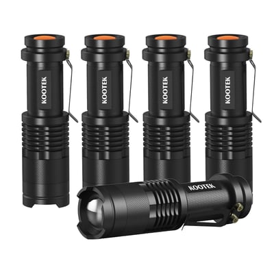 Kootek 5 Pack Tactical Mini LED Flashlight 300 Lm Adj Focus - $11.69 after code "FXGLSQLN" (Free S/H over $25)