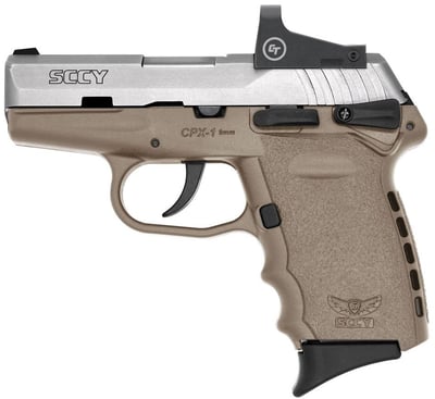 SCCY CPX-1 9mm Pistol with Dark Earth Frame/Stainless Slide and Red Dot - $217