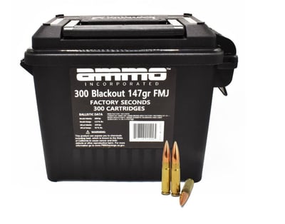 Ammo Inc .300 Blackout 147gr FMJ Ammo, 300rd Can - 300147FMJ-FS300 - $169.99
