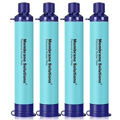 Membrane Solutions Portable Water Filter Straw Filtration Straw Purifier Survival Gear for Hiking, Camping, Travel, and Emergency, Blue, 4 pack - $26.08 + FREE Shipping