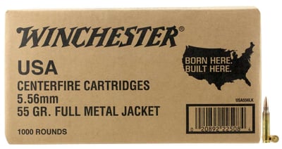 Winchester Ammo USA 5.56x45mm NATO 55 gr Full Metal Jacket (FMJ) 1000 Bx/ - $507.19 