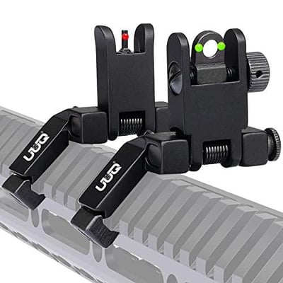 UUQ 45 Degree Offset Fiber Optic Iron Sights,Flip Up Red&Green Dot,BUIS Backup Sight Set Tool-Free Picatinny & Weaver - $25.99 + FREE Shipping