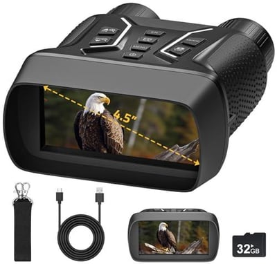 CVLIFE 4.5" Screen Night Vision Binoculars, 4K High & 36MP with 7-Level Adjustable IR, 8X Electronic Zoom, 32GB Storage - $54.99 w/code "7CT2FT6S" + FREE Shipping