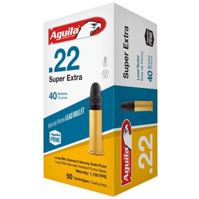 Aguila 1B220332 Super Extra Standard Velocity 22 LR 40 gr Lead Solid Point 50 Bx - $3.47