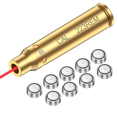 Tipfun Bore Sight Cal 223 5.56mm Rem Gauge Laser Sight Red Dot Boresighter with Three Sets Batteries - $4.49 After CODE:"VW398GMU" (Free S/H over $25)