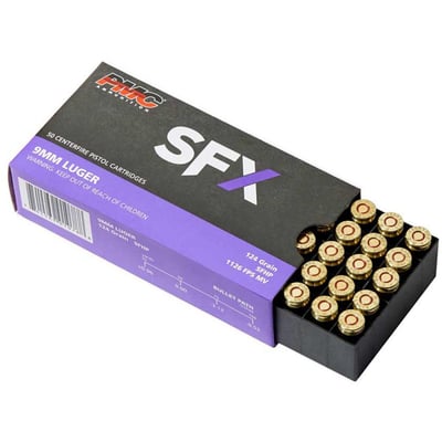 PMC AMMUNITION, INC. - 9mm Luger 124gr SFX Hollow Point 50/Box - $19.99 