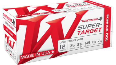 Winchester USA SHOTSHELL 12 Gauge 1 1/8 oz, 2.75in, 7.5 Shot Size, Centerfire Shotgun Ammo, 100 Rounds, TRGT127VP - $51.19 (Free S/H over $49 + Get 2% back from your order in OP Bucks)