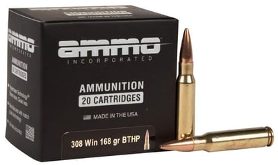 Ammo Inc 308 Win Ammo 168 Grain BTHP 20rds - $16.99 