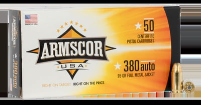 SALE TODAY ONLY Armscor- FAC3802N Pistol 380 ACP 95 GR Full Metal Jacket (FMJ) 50 rounds - $12.29