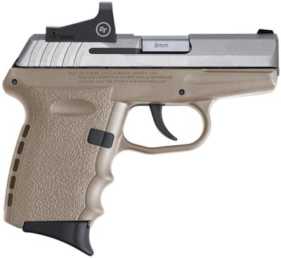 SCCY INDUSTRIES CPX-2 9mm 3.1" 10rd Pistol w/ Crimson Trace Red Dot - Stainless / Tan - $239 