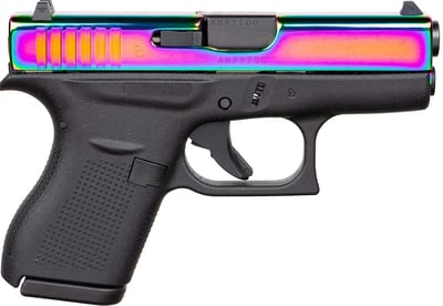 Glock G42 380 ACP 3.25" 6rd Pistol Rainbow Titanium PVD Slide - $550.99 