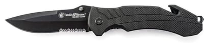 Smith and Wesson Border Guard 5 Black Serrated Knife with Liner Lock - $14.99 + $5.95 shipping (Free S/H over $25)