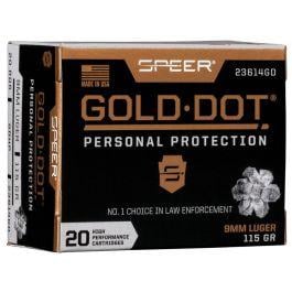 SPEER GOLD DOT 9MM 115GR GDHP 20 RD 23614GD - $22.99 (Free S/H on Firearms)