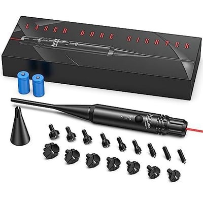 EZshoot Bore Sight Kit for .17 to 12GA Caliber Green or Red Laser with Big Button Switch - $13.64 w/code "VLSGYJBI" + 25% Prime (Free S/H over $25)