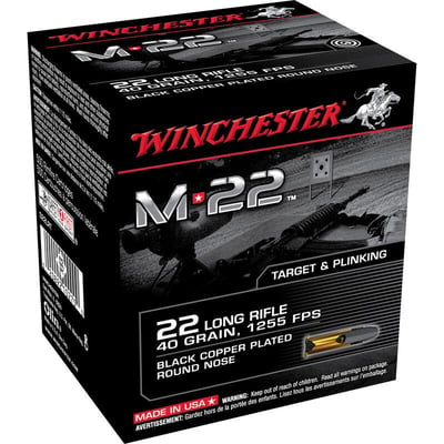 Winchester M-22 .22LR 40 Grain Black Copper Plated LRN 1255 fps 500 Rounds - $39.89