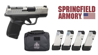Springfield Hellcat Micro-Compact OSP Gear Up Package Sports South Exclusive 9mm 13+1/11+1 3" Black Melonite Steel Barrel, Serrated Stainless Steel Slide, Black Polymer Frame w/Picatinny Rail, 5 Total Magazines & Case - $449 