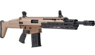 Panzer Arms SCRXII PRO Semi-Automatic 12 Gauge Shotgun, 18.5" Barrel, 5+1 Capacity, Flip-Up Sights, QD Swivels FDE w/MLOK Rail - $349.99 