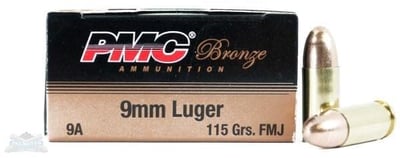 PMC Bronze 9mm 115gr FMJ 50rds - $12.99 