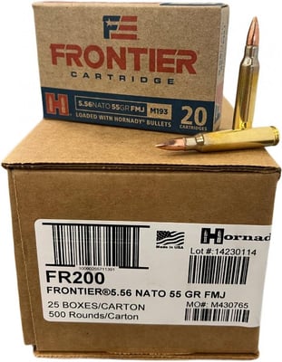 Frontier Cartridge, 5.56 NATO, 55GR FMJ, 500 Rounds - $219