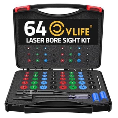 35% off CVLIFE Bore Sight Laser Kit with 64 Adapters fit 0.17 to 12GA Calibers, Professional Green/Red Laser Boresighter for All Gun, Multiple Caliber Bore Laser Sighting for Rifle Pistol Handgun w/code L6KO84VF - $20.8 + FREE Shipping