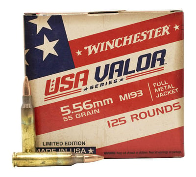 Winchester USA Valor M193 5.56 Ammo 55 gr FMJ, 125 Rounds - $49.99 