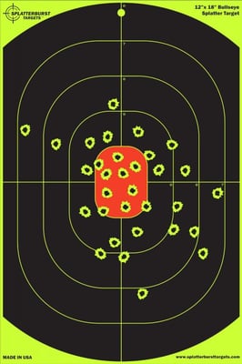 50 Pack - 12"x18" Bullseye Splatter Target - $29.99 + Free Shipping* (Free S/H over $25)