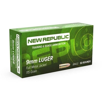 New Republic Training and Range 9mm Luger Ammo 115 Grain FMJ - $229