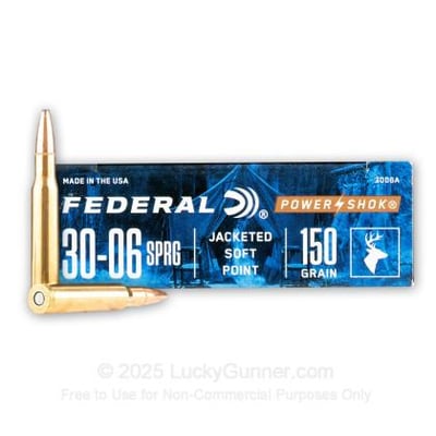 30-06 - 150 Grain SP - Federal Power-Shok - 200 Rounds - $204
