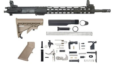 BLEM PSA 16" Carbine-Length M4 5.56 NATO 1:7 Nitride 13.5" Lightweight M-Lok Classic EPT Rifle Kit With MBUS Sight Set, FDE - $399.99